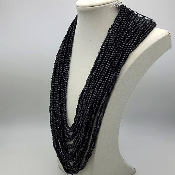 815.00 Cts Natural 20 Strand Black Spinel Faceted Gemstone Beaded Necklace - Picture 6 of 12